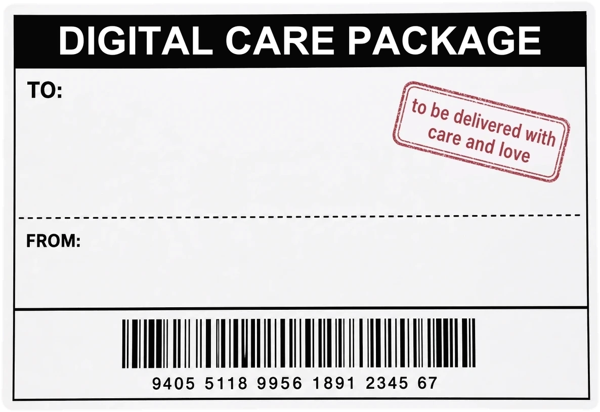 Digital care package shipping label